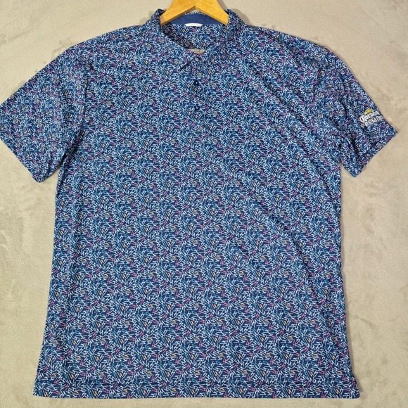 Swannies Other - Swannies Mens 2XL Golf Polo Blue Lightning Bolt Print Performance Corona Premier